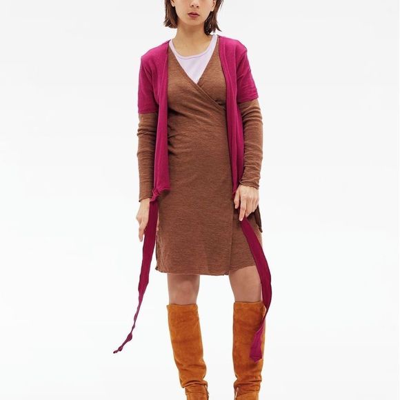 🐑By Basics🐑 Merino Wool Wrap Dress / Size L - Picture 7 of 9